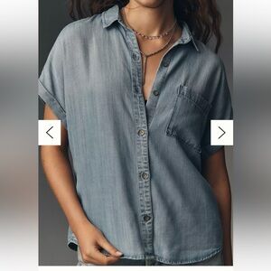 Anthropologie Cloth & Stone
Breezy Buttondown Blouse in Worn Blue Wash-Size XL